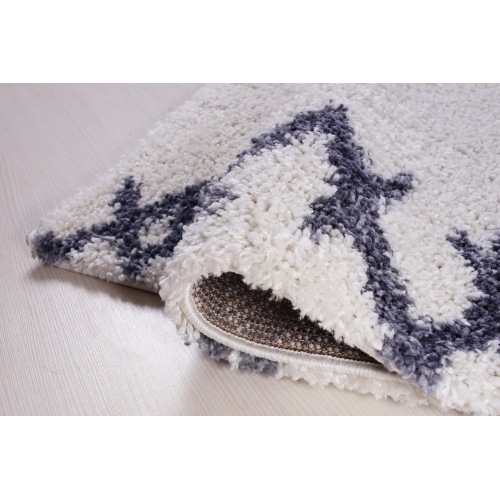 Casablanca Shaggy White Dark Gray Area Rug 2'7" x 4'11"