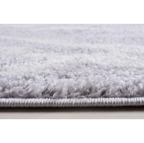 Tangier Shaggy Light Gray White Area Rug 2'7" x 9'10"