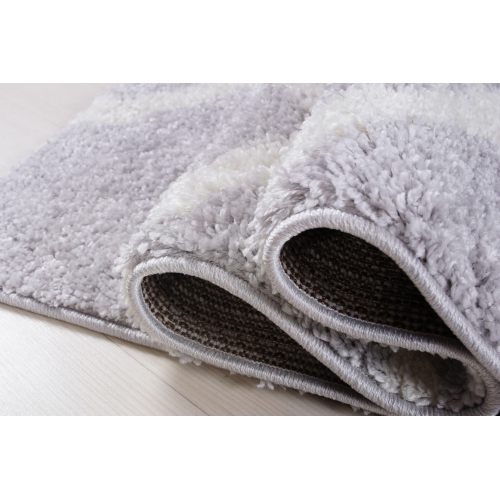 Tangier Shaggy Light Gray White Area Rug 3'11" x 5'7"