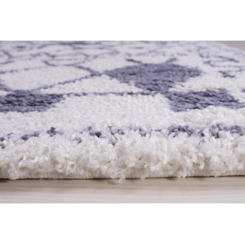 Asilah Shaggy White Dark Gray Area Rug 5'2" x 7'5"