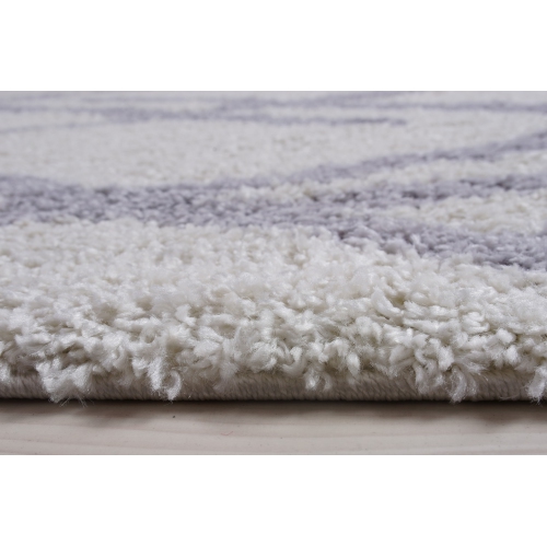 Tangier Shaggy White Light Gray Area Rug 6'5" x 9'5"