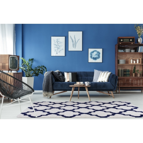 FES Shaggy – Tapis bleu foncé, 6 pi 5 po x 9 pi 5 po