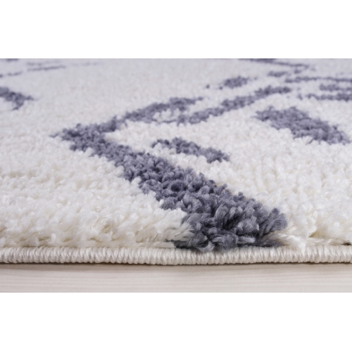 Kenitra Shaggy White Light Gray Area Rug 6'5" x 9'5"