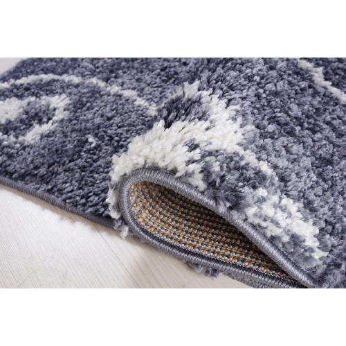 Rabat Shaggy Dark Gray White Spirals Area Rug 2'7" x 4'11"