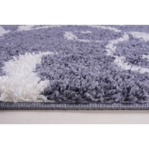 Rabat Shaggy Dark Gray White Spirals Area Rug 2'7" x 9'10"