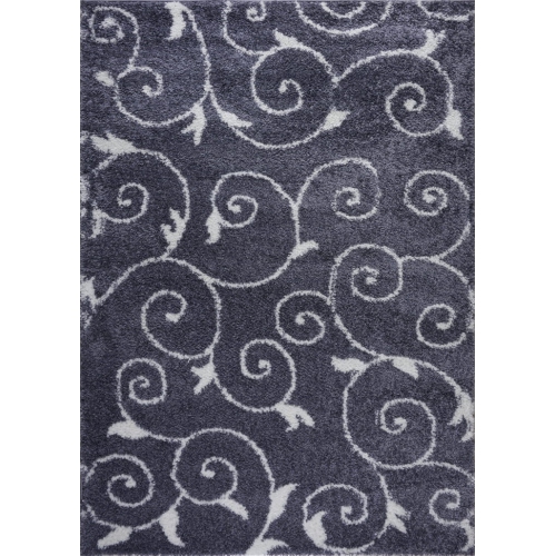 Rabat Shaggy Dark Gray White Spirals Area Rug 3'11" x 5'7"