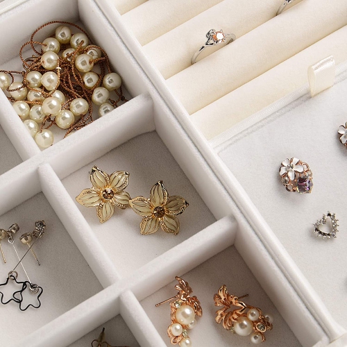 6 Layers Large Leather Jewelry Boxes Table Top Jewelry Chest And Removeable Drawers Friend Birthday Gift/ White- SortWise