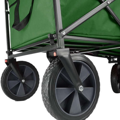 Outdoor Folding Wagons, Collapsible Camping Utility Wagon Carts Beach Garden Shopping Grocery Cart, Green