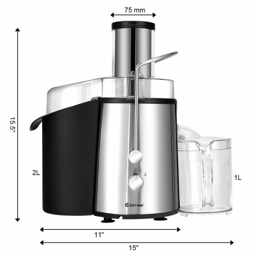 Costway Electric Juicer Wide Mouth Fruit & Vegetable Centrifugal Juice Extractor 2 Speed
