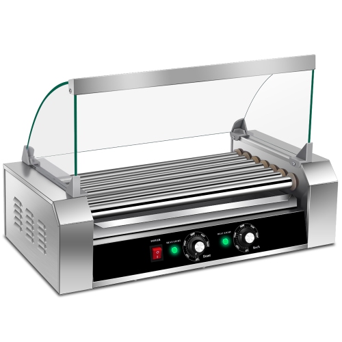 Costway Commercial Stainless Steel 18 Hot Dog 7 Roller Grill Cooker Machine w/ Cover