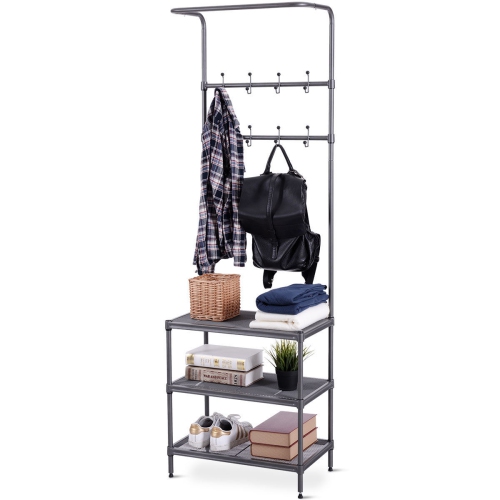 shoe rack coat hanger combo