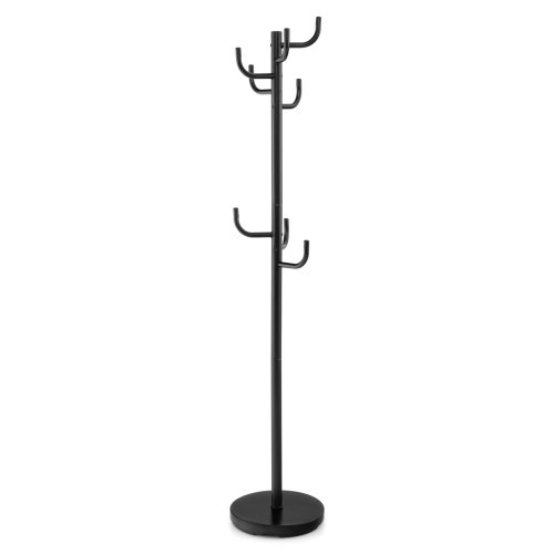 Costway Metal Coat Rack Hat Stand Tree Hanger Hall Umbrella Holder Hooks Black