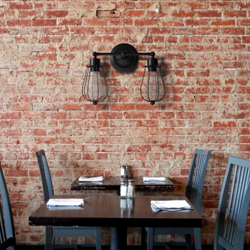 Applique murale rétro rétro rétro rétro de Costway, fil métallique, ampoule à 2 ampoules