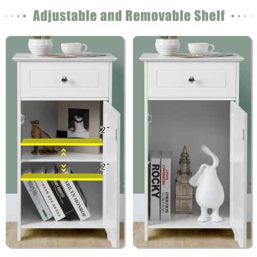 Costway Floor Storage Cabinet Organizer Cupboard Drawer Shelf Bath Towel