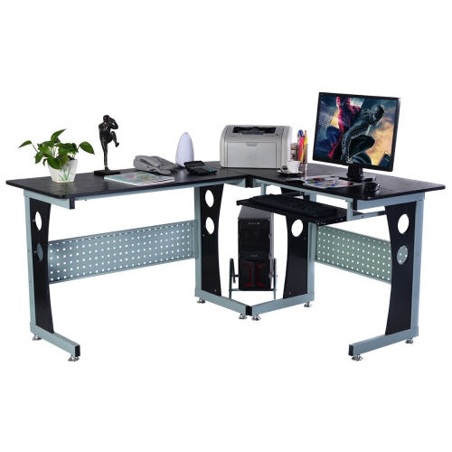 Costway Wood L Shape Corner Computer Desk Pc Table Workstation