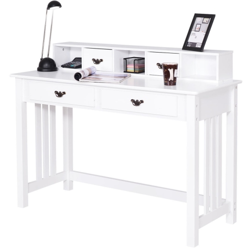 COSTWAY  Writing Desk Mission Home Office Computer Desk 4 Drawer In White
