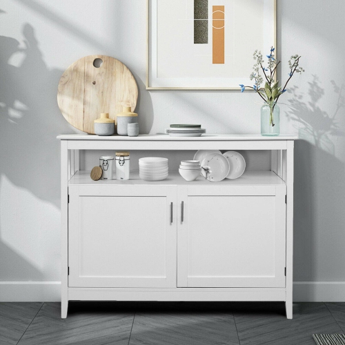 Costway Wood Kitchen Storage Cabinet Buffet Server Table Sideboard White