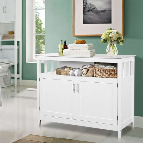 Costway Wood Kitchen Storage Cabinet Buffet Server Table Sideboard White
