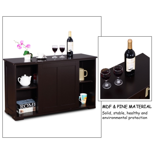 Costway Kitchen Storage Cabinet Sideboard Buffet Cupboard Wood Sliding Door Pantry