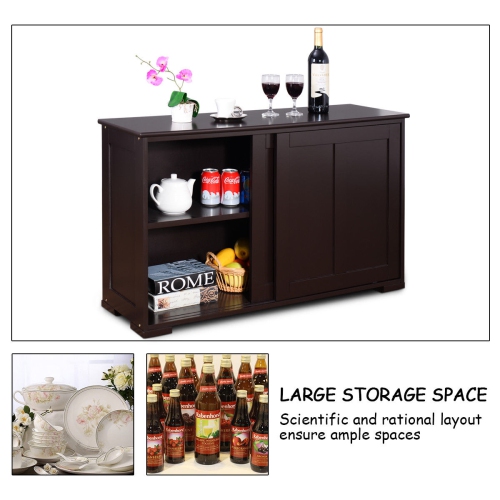 Costway Kitchen Storage Cabinet Sideboard Buffet Cupboard Wood Sliding Door Pantry
