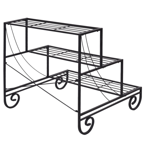 Costway 3 Tier Outdoor Metal Plant Stand Flower Planter Garden Display Shelf Rack
