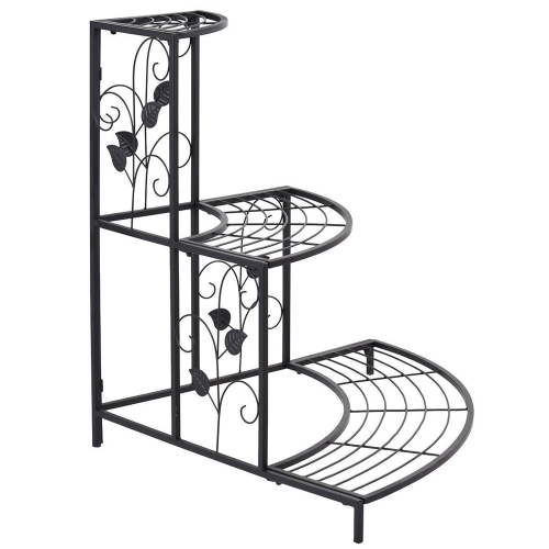 Costway 3 Tier Floral Corner Plant Stand Metal Flower Pot Rack Stair Display Ladder