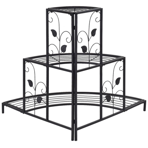Costway 3 Tier Floral Corner Plant Stand Metal Flower Pot Rack Stair Display Ladder