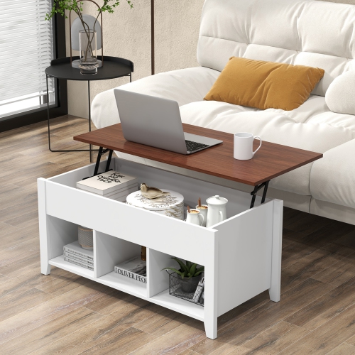 Costway Lift Top Coffee Table w/ Hidden Compartment and Storage Shelves Furniture