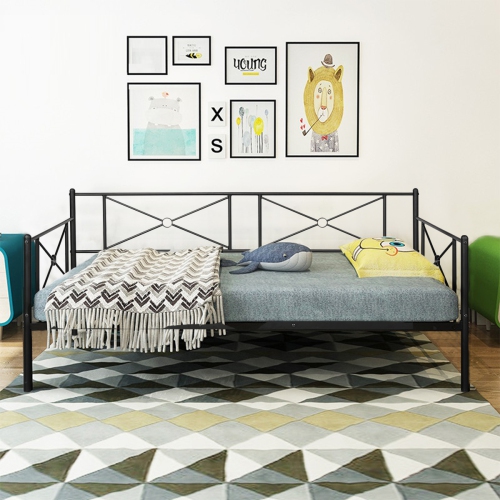 Metal Daybed Twin Bed Frame Stable Steel Slats Platform Base Bed Sofa LivingRoom