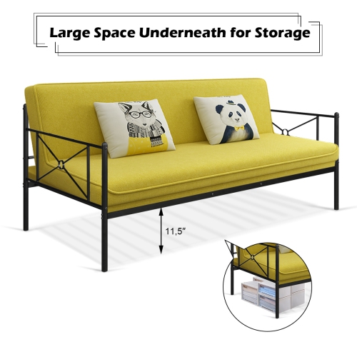 Metal Daybed Twin Bed Frame Stable Steel Slats Platform Base Bed Sofa LivingRoom