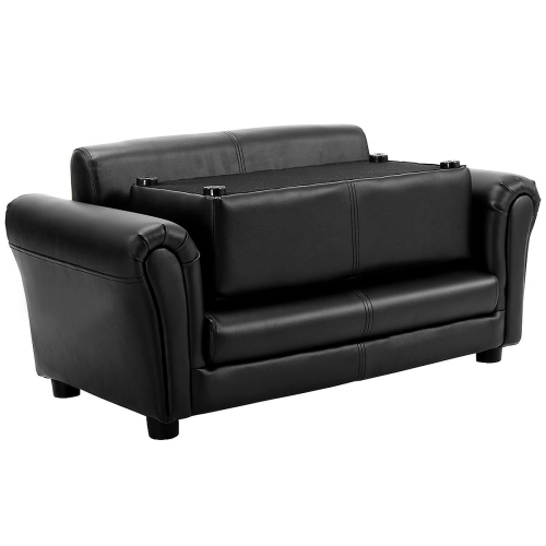 Costway Kids Sofa Armrest Chair Couch Lounge W/ Ottoman Black