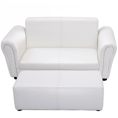 Costway Kids Sofa Armrest Chair Couch Lounge Children Birthday Gift w/ Ottoman White