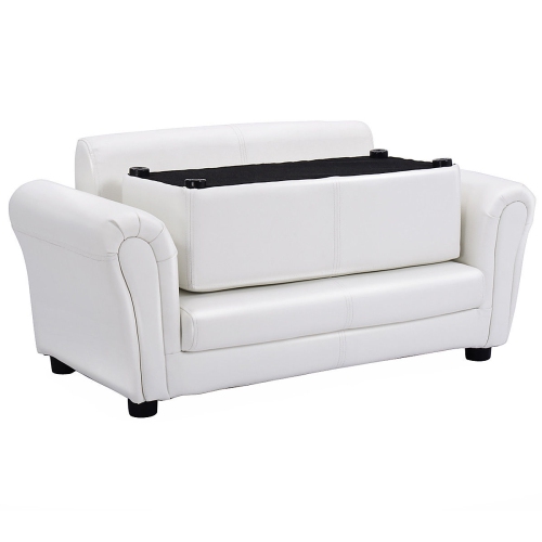 Costway Kids Sofa Armrest Chair Couch Lounge Children Birthday Gift w/ Ottoman White
