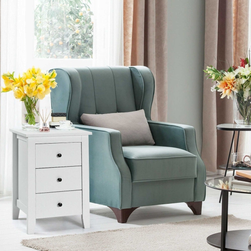 Costway 2PCS Nightstand End Beside Table Drawers Modern Storage Bedroom Furniture White