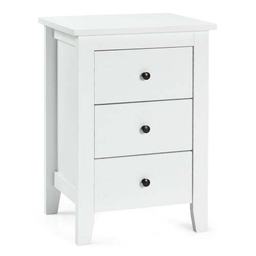 Costway 2PCS Nightstand End Beside Table Drawers Modern Storage Bedroom Furniture White