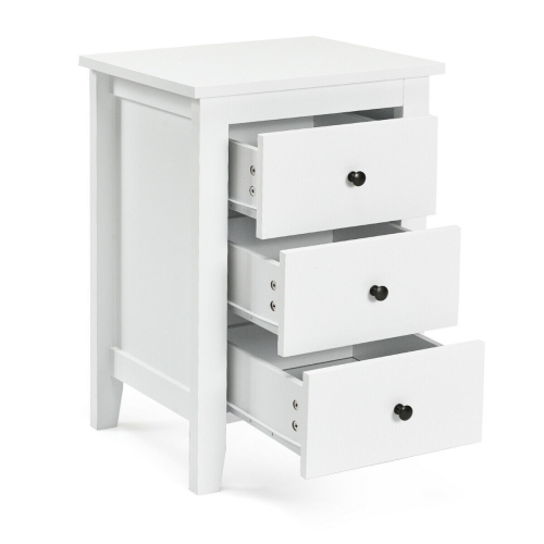 Costway 2PCS Nightstand End Beside Table Drawers Modern Storage Bedroom Furniture White