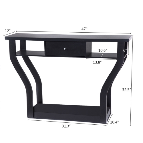 Costway Black Accent Console Table Sofa Entryway Hallway Hall Furniture W/ Drawer