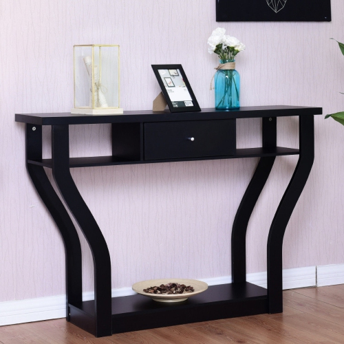 Costway Black Accent Console Table Sofa Entryway Hallway Hall Furniture W/ Drawer