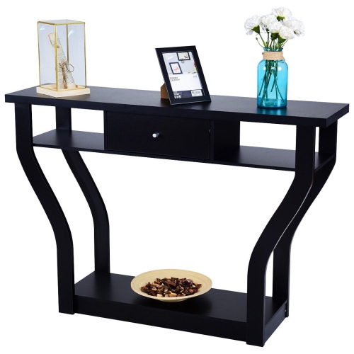 Costway Black Accent Console Table Sofa Entryway Hallway Hall Furniture W/ Drawer