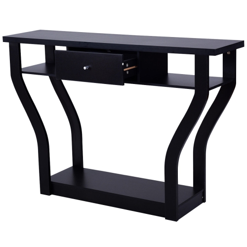 Costway Black Accent Console Table Sofa Entryway Hallway Hall Furniture W/ Drawer