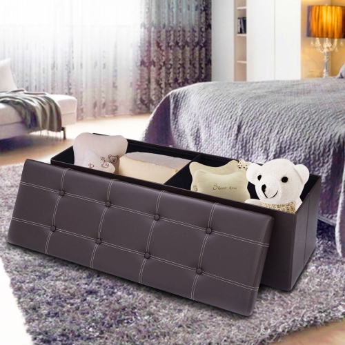 45 X15 Folding Storage Faux Leather Ottoman Pouffe Box Stool Brown Best Canada - Faux Leather Curtains Canada 45 X15 Folding Storage Faux Leather Ottoman Pouffe Box Stool Brown Best Canada - Faux Leather Curtains Canada