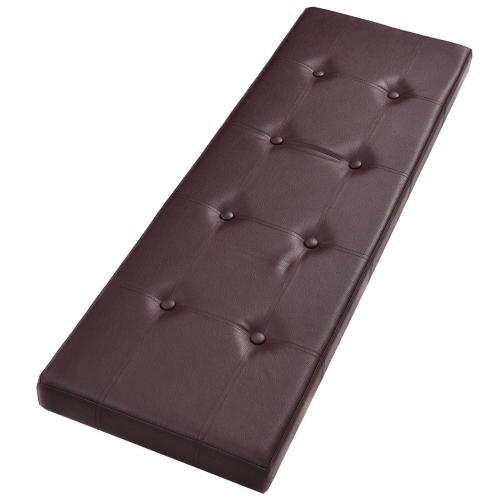 Costway 45''x15''x15'' Folding Storage Faux Leather Ottoman Pouffe Box Stool Brown