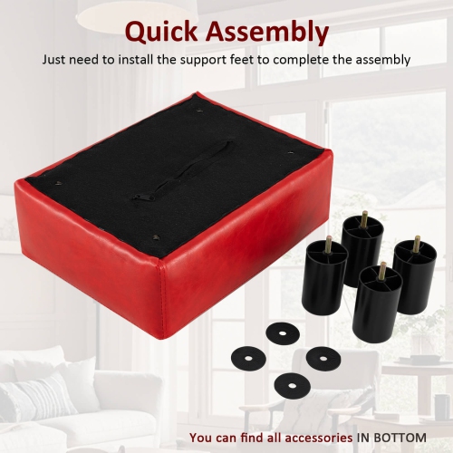 Costway Modern Foot Stool with Storage w/Hidden Storage Space PU Leather Ottoman