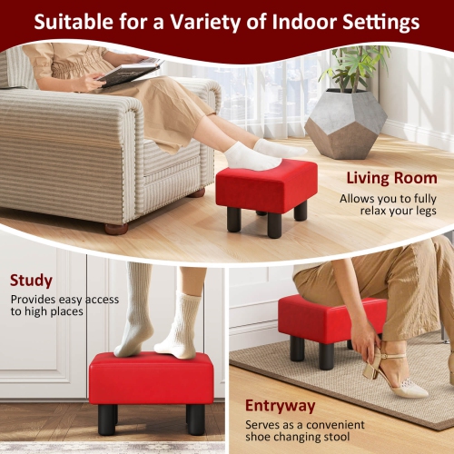 Costway Modern Foot Stool with Storage w/Hidden Storage Space PU Leather Ottoman