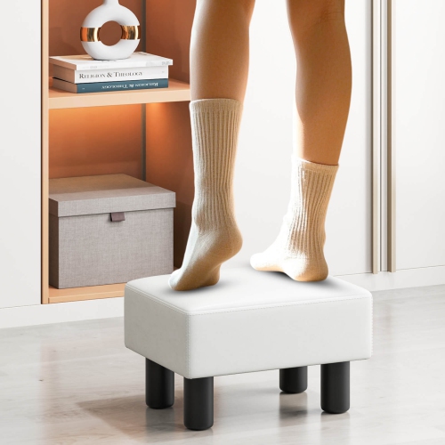 Tabouret moderne Costway avec rangement et pouf en cuir PU avec espace de rangement dissimulé