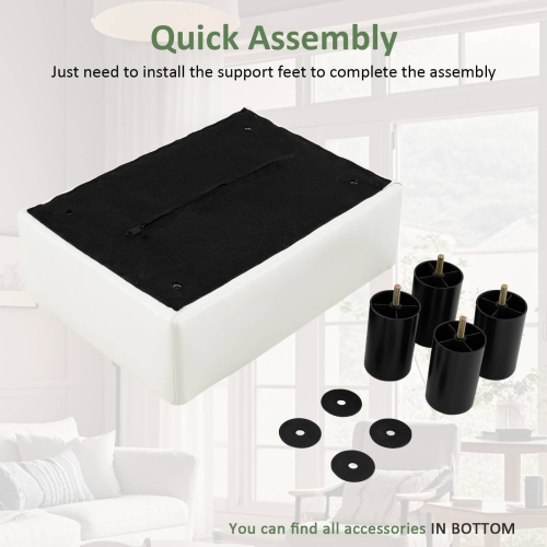 Tabouret moderne Costway avec rangement et pouf en cuir PU avec espace de rangement dissimulé