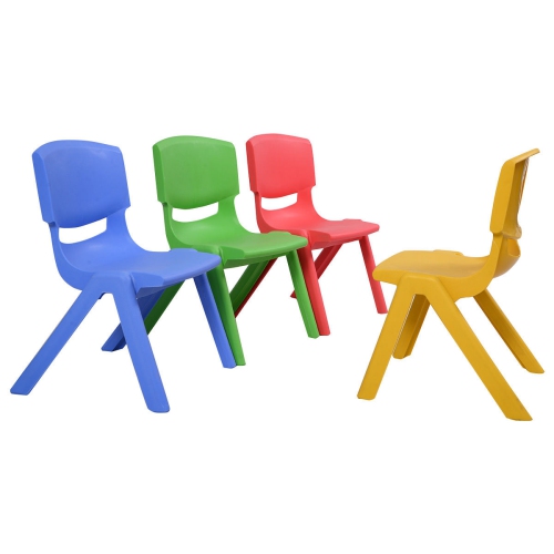 Costway Set of 4 Kids Plastic Chairs Stackable Play and Learn Furniture Colorful