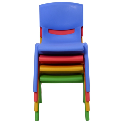 Costway Set of 4 Kids Plastic Chairs Stackable Play and Learn Furniture Colorful