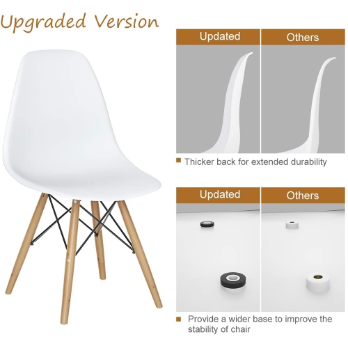 Costway Set of 4 Mid Century Modern Style Dining Side Chair Wood Leg