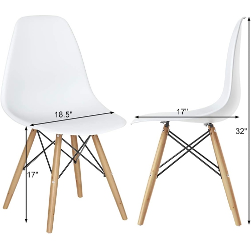 Costway Set of 4 Mid Century Modern Style Dining Side Chair Wood Leg